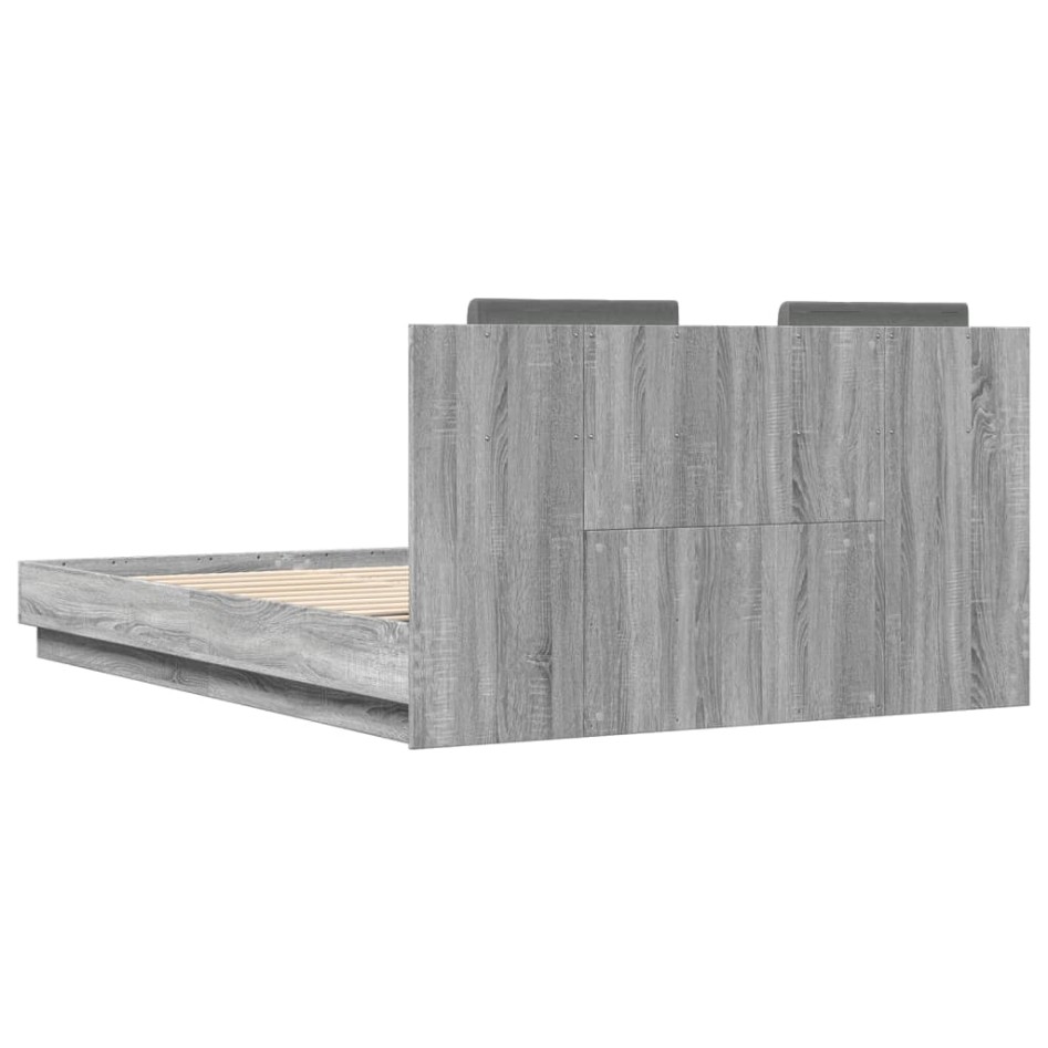 Cama con cabecero madera de ingeniería gris Sonoma 120x200