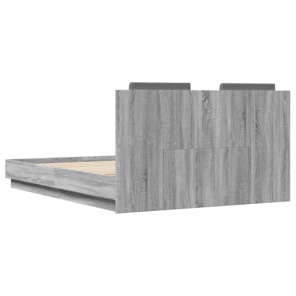Cama con cabecero madera de ingeniería gris Sonoma 135x190