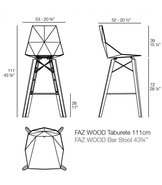 Taburete de diseño, modelo Faz Wood