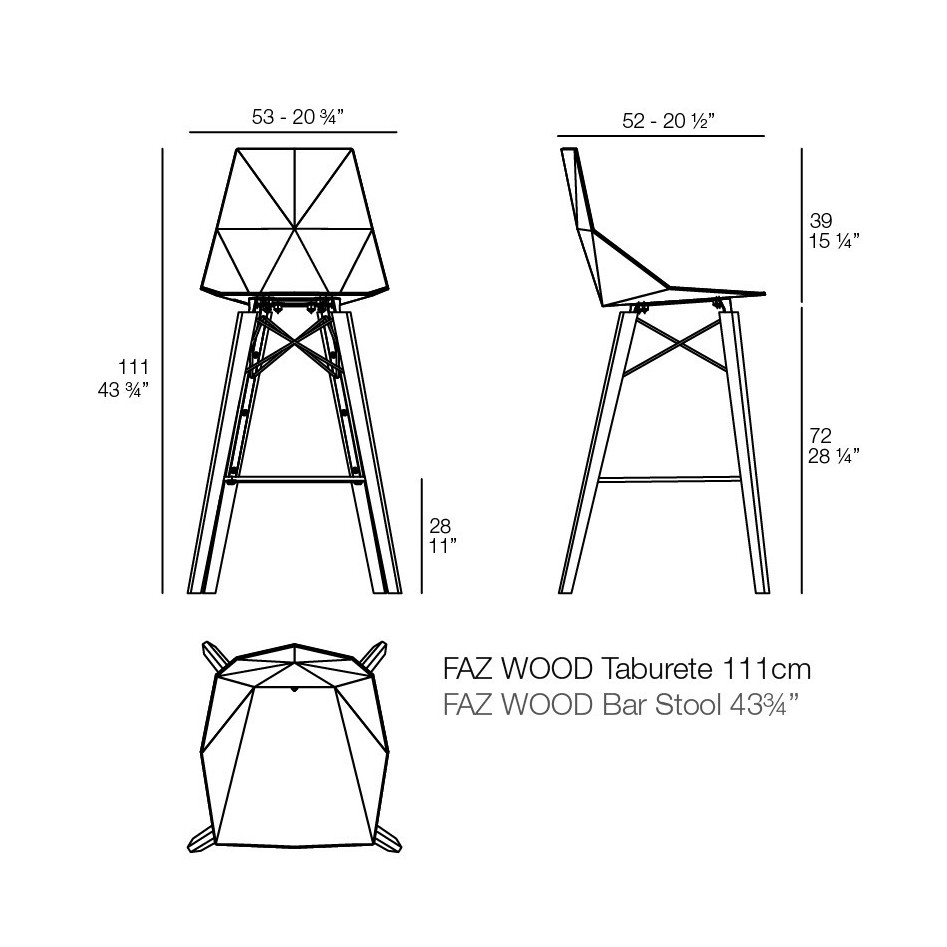 Taburete de diseño, modelo Faz Wood
