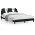 Estructura cama con LED cuero sintético negro blanco 120x200