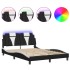 Estructura cama con LED cuero sintético negro blanco 120x200