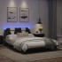 Estructura cama con LED cuero sintético negro blanco 120x200