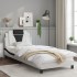 Estructura cama con LED cuero sintético blanco negro 80x200