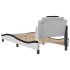 Estructura cama con LED cuero sintético blanco negro 80x200