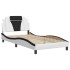 Estructura cama con LED cuero sintético blanco negro 100x200