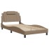 Estructura de cama con LED cuero sintético capuchino 100x200