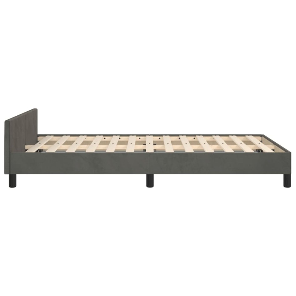 Estructura cama con cabecero terciopelo gris oscuro 120x190