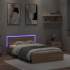 Estructura de cama cabecero y luces LED roble Sonoma 135x190