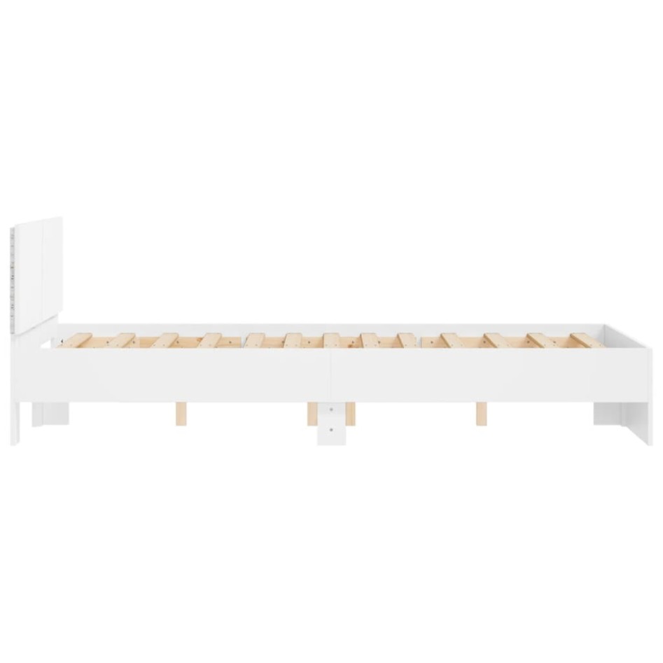 Estructura de cama con cabecero y luces LED blanco 135x190