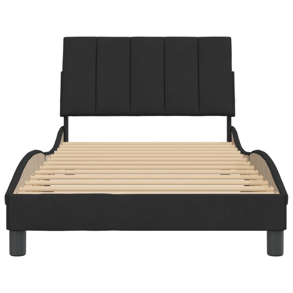 Estructura de cama con cabecero de terciopelo negro 100x200