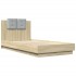 Estructura de cama cabecero luces LED roble Sonoma 75x190