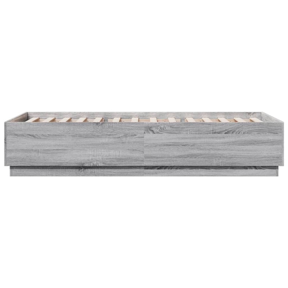 Estructura de cama con luces LED madera gris Sonoma 90x200