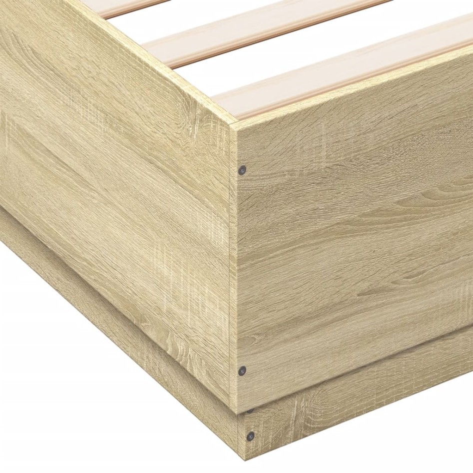 Estructura cama con luces LED madera roble Sonoma 160x200