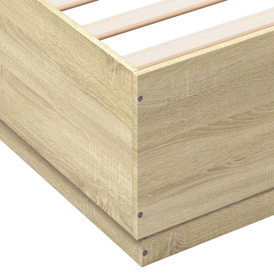 Estructura cama con luces LED madera roble Sonoma 180x200