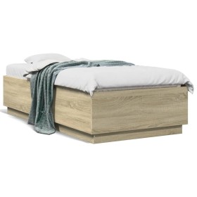 Estructura de cama madera de ingeniería roble Sonoma 90x190