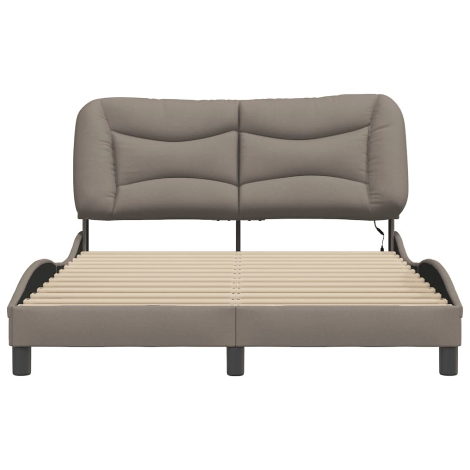 Estructura de cama con luces LED tela gris taupe 120x200