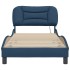 Estructura de cama con luces LED tela azul 90x200
