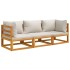Set muebles de jardín 3 pzas madera maciza y cojines gris