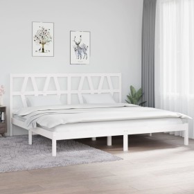 Estructura de cama madera maciza de pino blanco 200x200