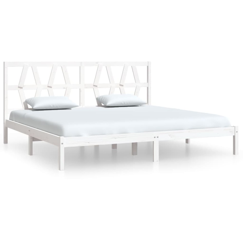 Estructura de cama madera maciza de pino blanco 200x200
