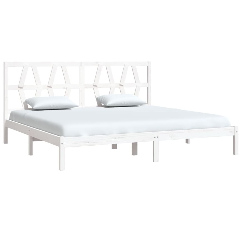 Estructura de cama madera maciza de pino blanco 200x200