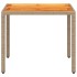 Mesa de jardín de ratán PE y madera acacia beige 90x90x75