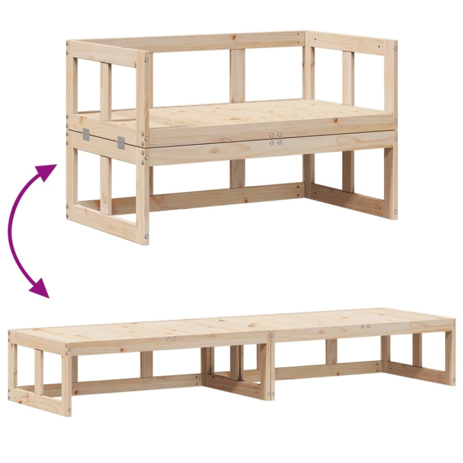 Banco sofá de jardín extensible madera maciza de