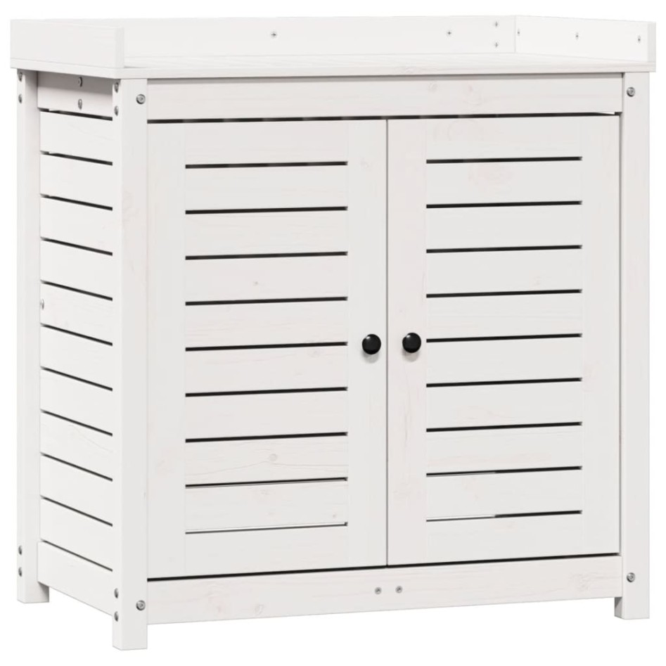 Mesa plantación con estantes madera pino blanco 82,5x50x86,5