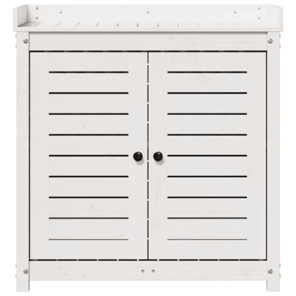 Mesa plantación con estantes madera pino blanco 82,5x50x86,5