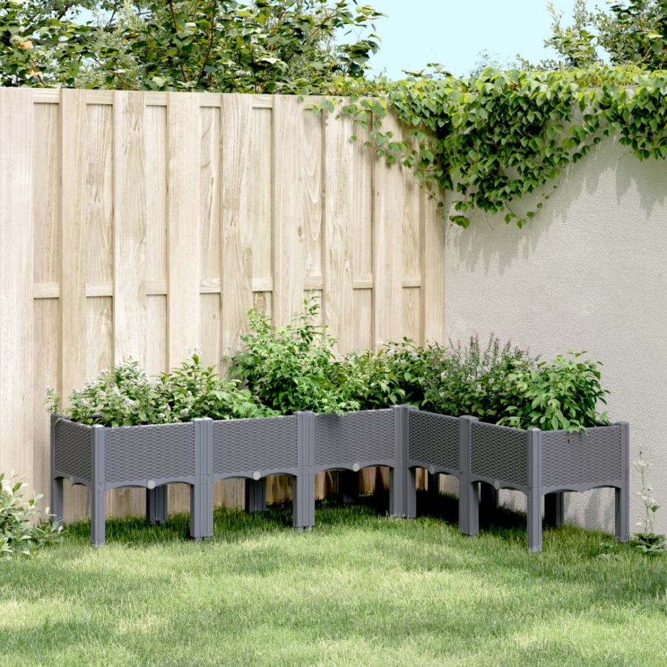 Jardinera con patas PP gris 160x120x42