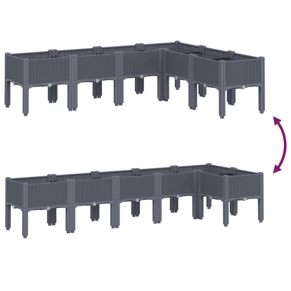 Jardinera con patas PP gris 160x120x42