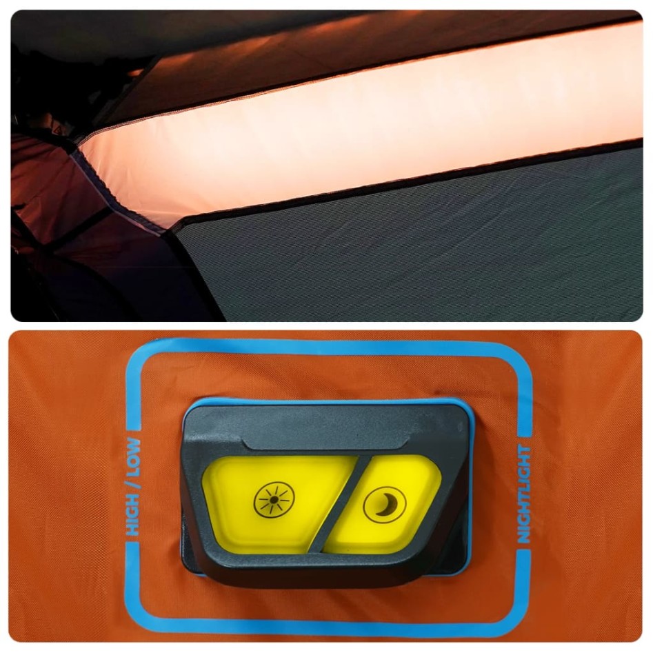 Tienda de campaña con LED tela opaca impermeable gris y