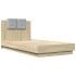 Estructura de cama cabecero luces LED roble Sonoma 90x190