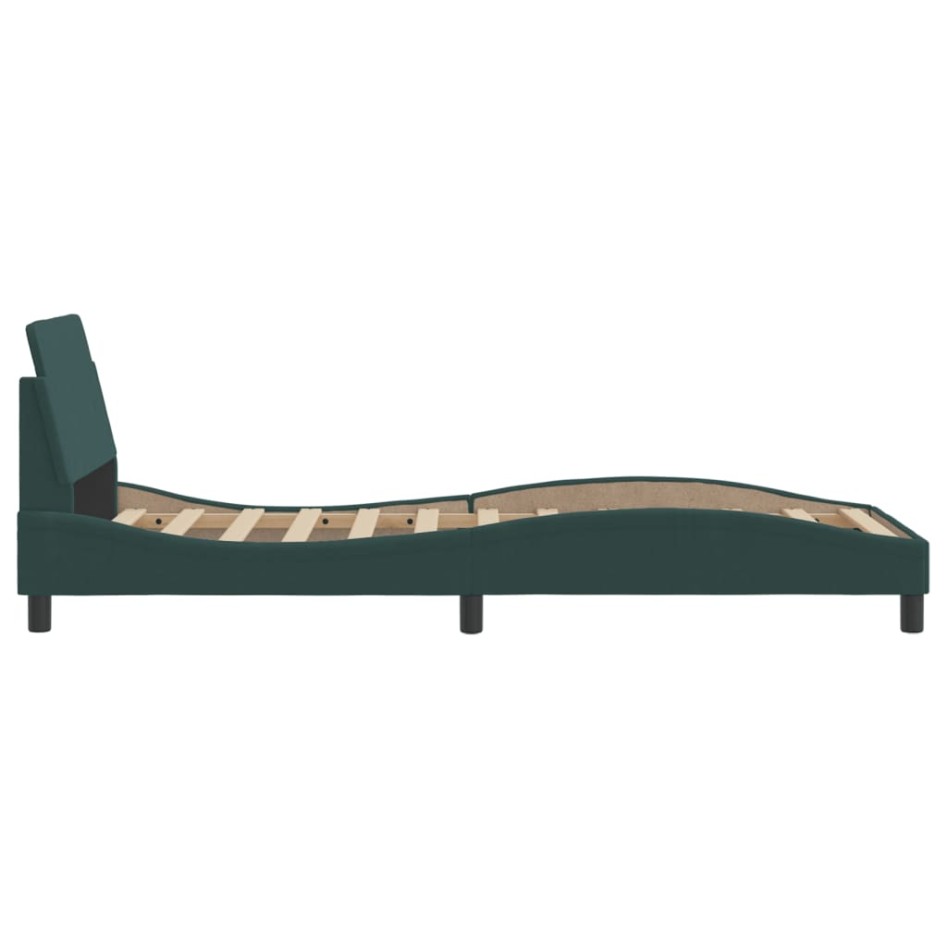Estructura cama con cabecero terciopelo verde oscuro 90x200