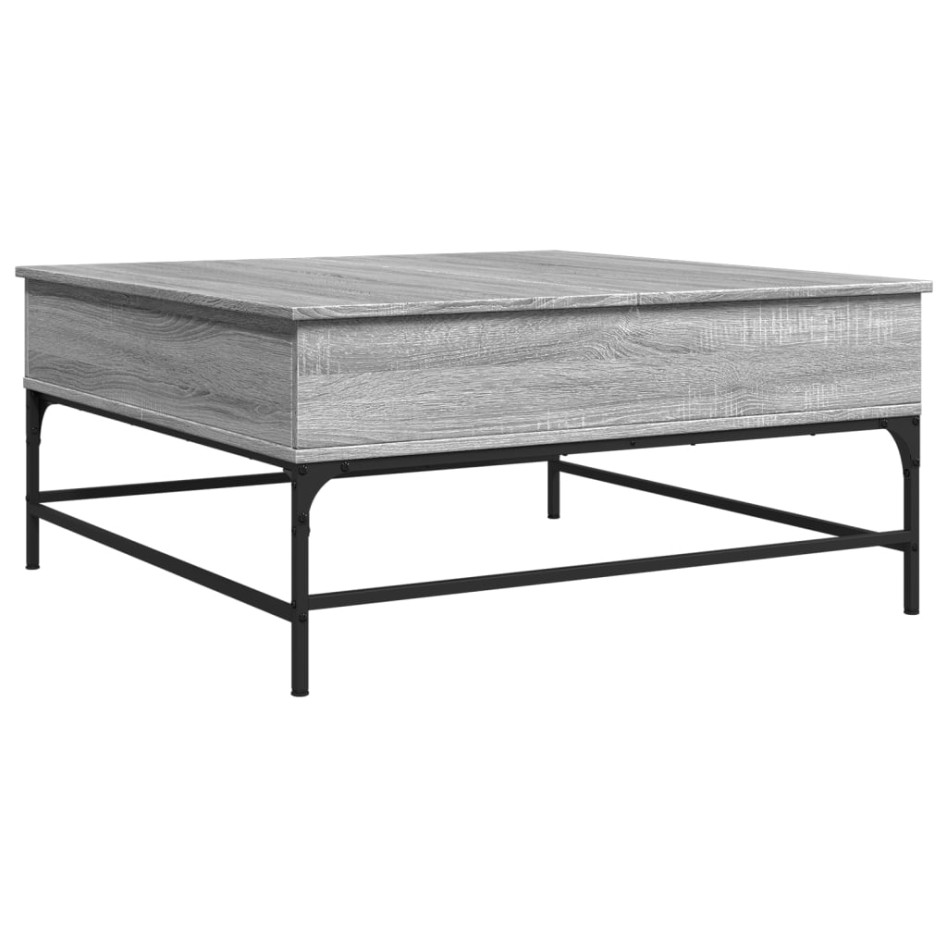 Mesa de centro madera ingeniería metal gris Sonoma 95x95x45