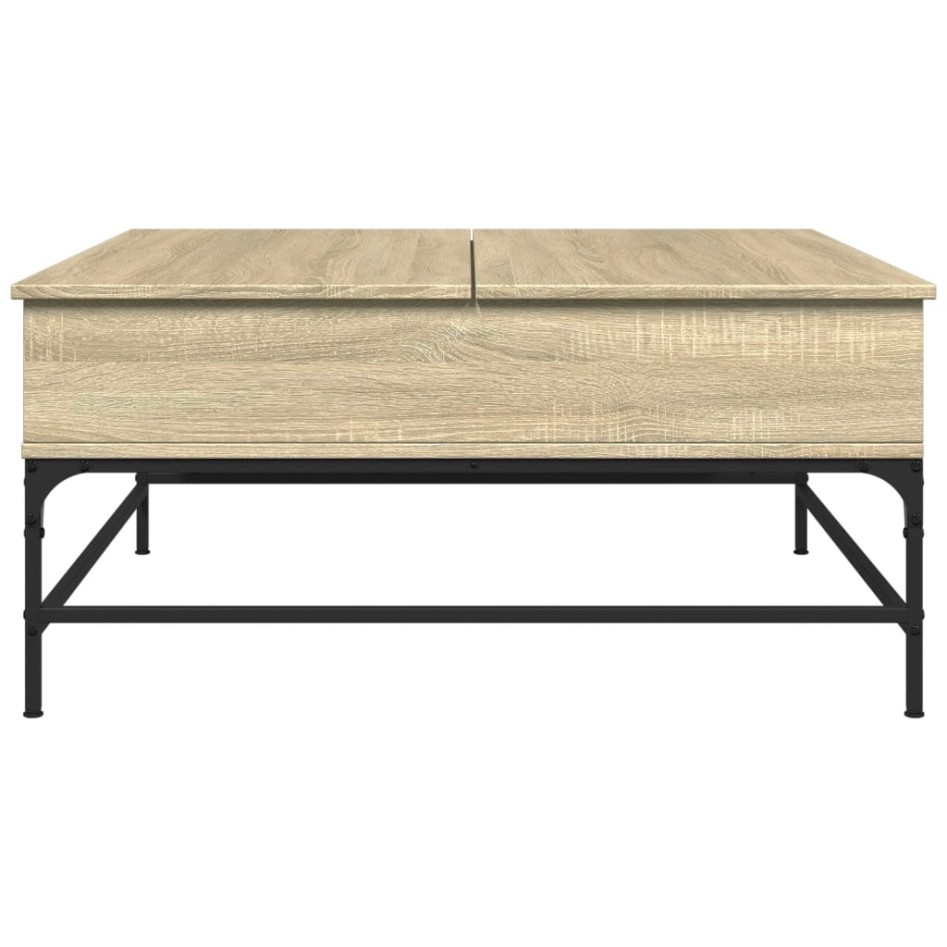 Mesa de centro madera ingeniería metal roble Sonoma 95x95x45