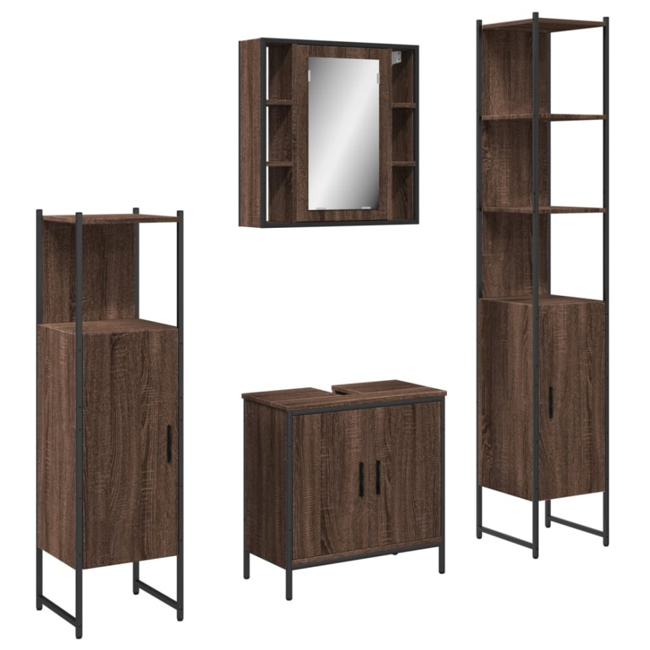 Set de muebles de baño 4 pzas madera contrachapada marrón
