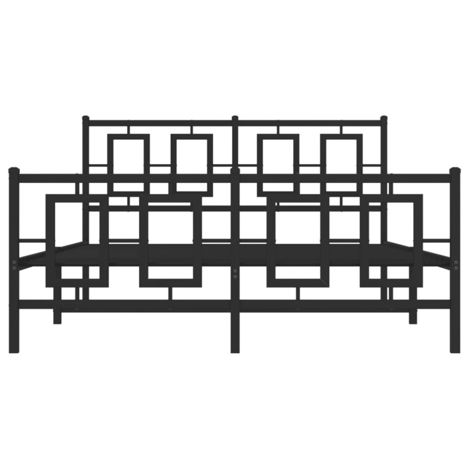 Estructura de cama cabecero y estribo metal negro 140x200