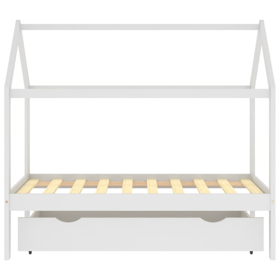 Estructura de cama infantil cajón madera pino blanco 80x160