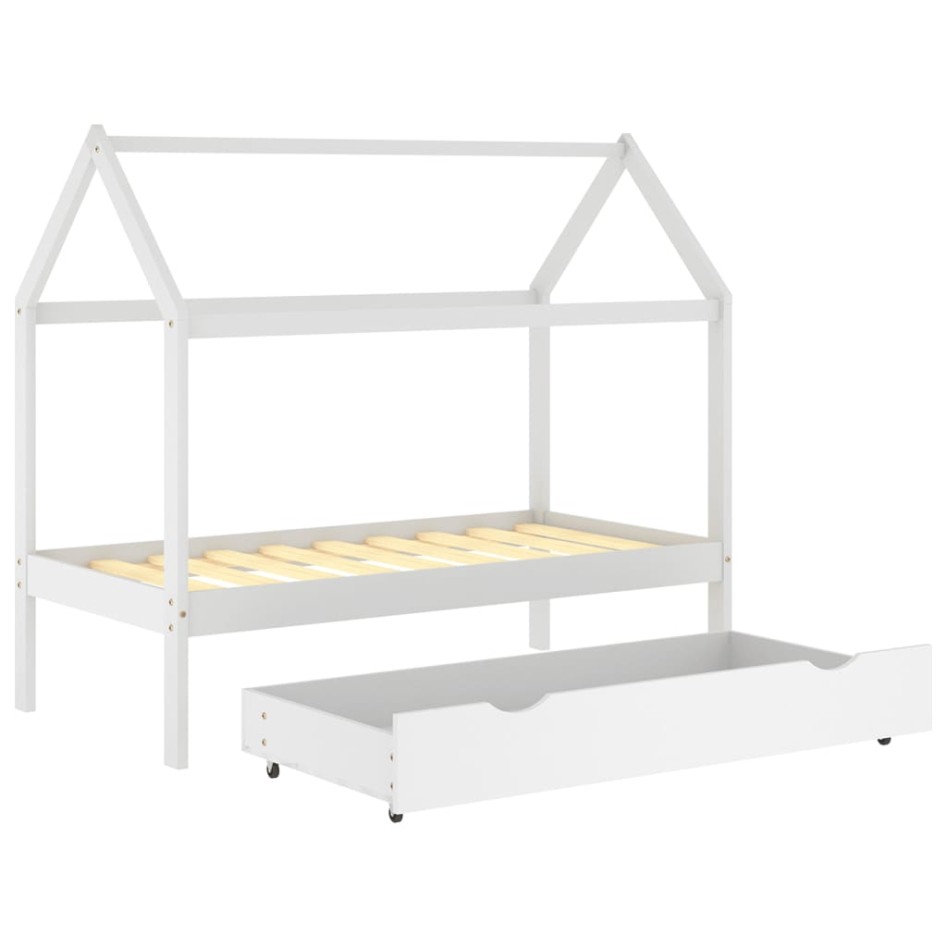 Estructura de cama infantil cajón madera pino blanco 80x160