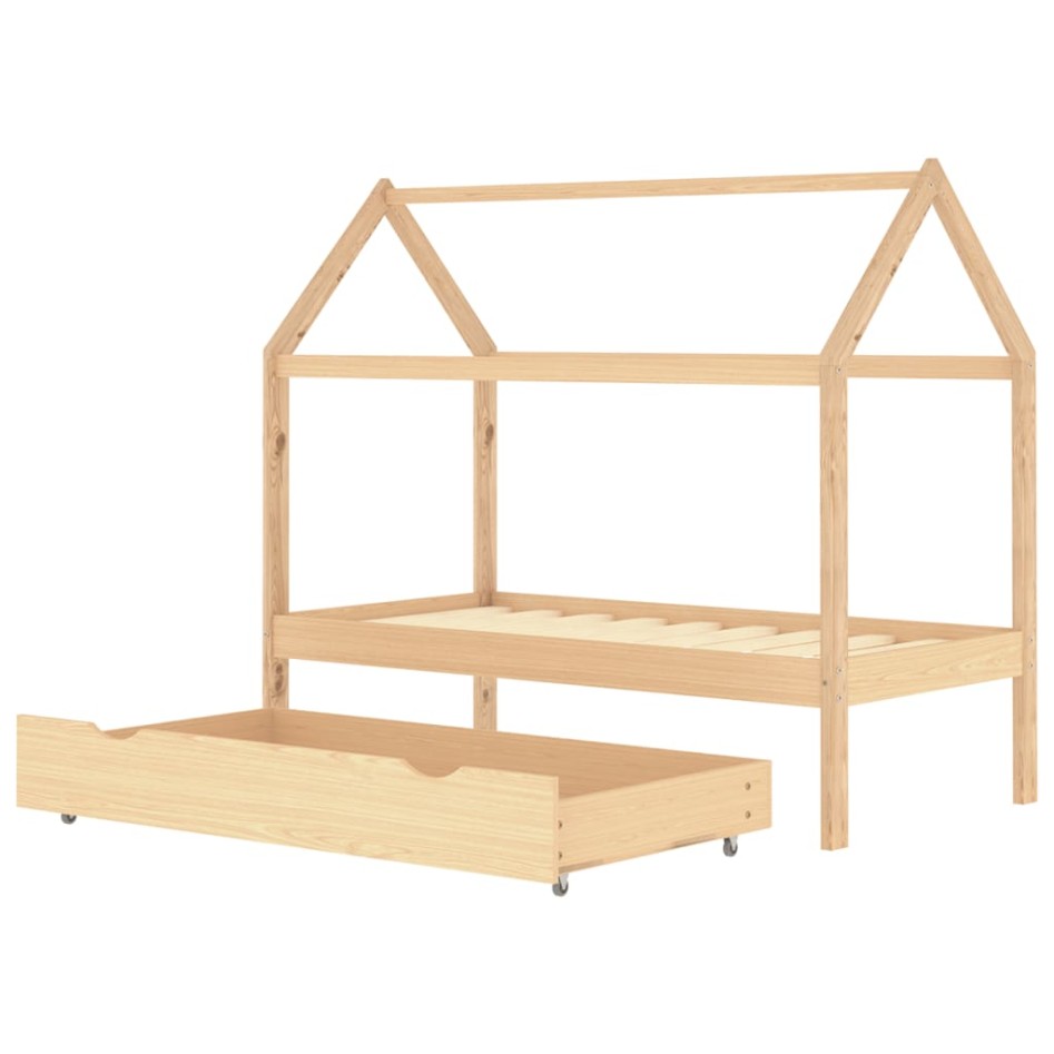 Estructura de cama infantil con cajón madera de pino 80x160
