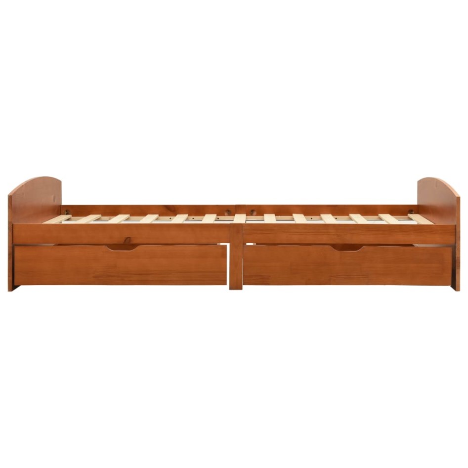 Estructura de cama 2 cajones madera pino marrón miel 90x200