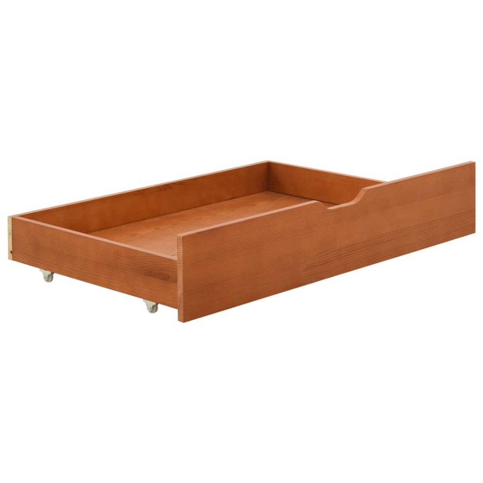 Estructura de cama 2 cajones madera pino marrón miel 90x200