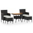 Set comedor jardín 5 pzas ratán sintético y madera acacia