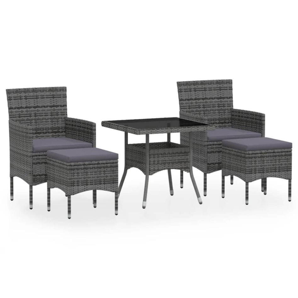 Set comedor jardín 5 pzas ratán sintético vidrio templado