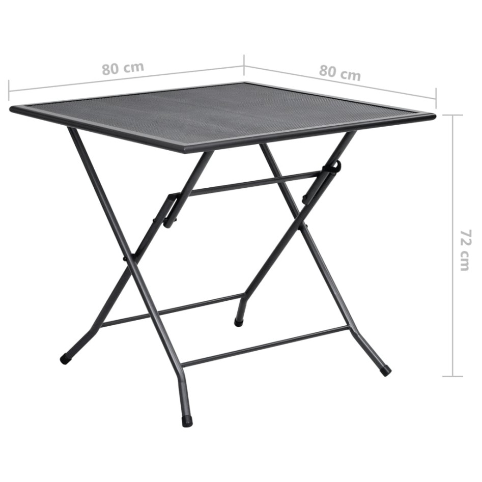 Juego de comedor de jardín 3 piezas acero gris