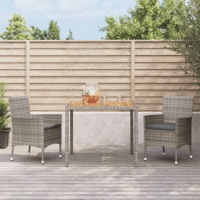Set comedor de jardín 3 piezas con cojines ratán sintético