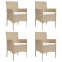 Set comedor de jardín 5 pzas con cojines ratán sintético