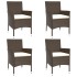 Set comedor de jardín 5 piezas y cojines ratán sintético